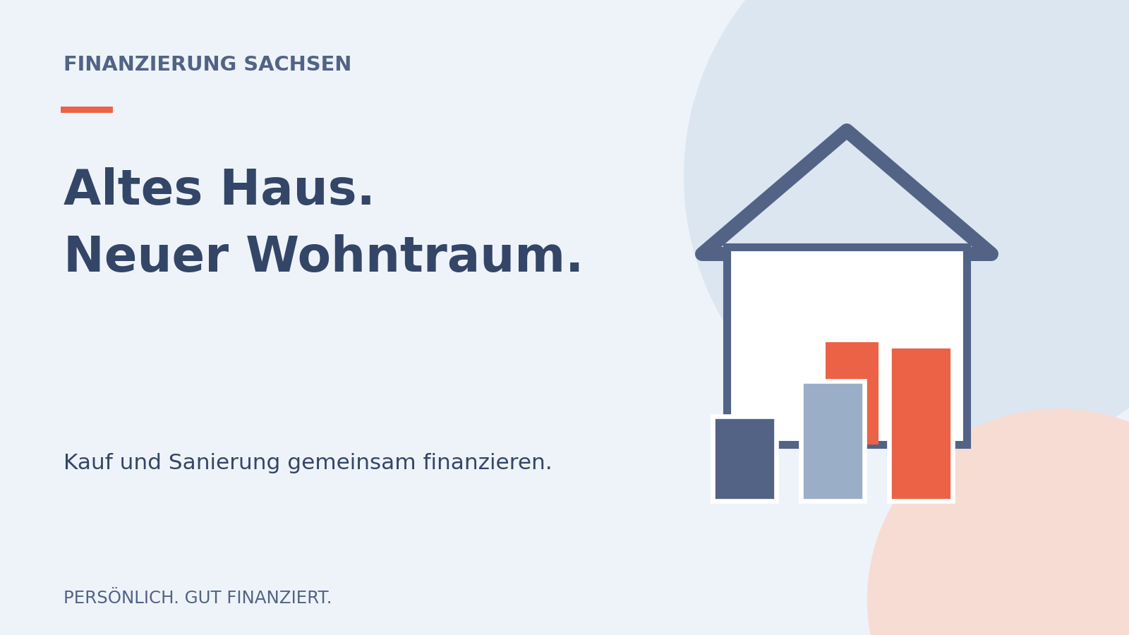 Altes Haus, neuer Wohntraum: Hausillustration mit Bausteinen für Kauf und Sanierung.